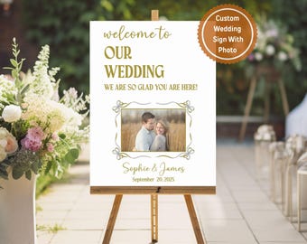 Classic Wedding Sign, Minimalist Wedding Sign, Custom Wedding Photo Print, Welcome Wedding, Wedding Decoration, Personalized Wedding Sign