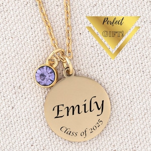 Graduation Necklace Gift High School Grads Gift for Girls College Graduation Class of 2025 Custom Birthstone Graduation Jewelry Gift