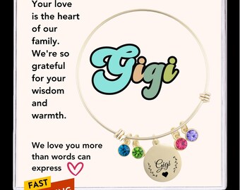 Gigi Birthstone Bracelet Personalized Gigi Gift Handmade Grandma Birthstone Bracelet Gift for Gigi Family Handmade Jewelry Mothers Day Gift