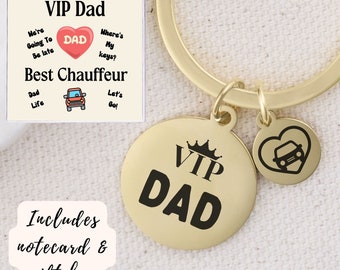 Dad Key Chain Gift, Fathers Day Gift, Keychain For Dad, Dad's Birthday Gift, VIP Dad, Chauffeur Dad Key Ring Dad Keychain Funny Dad Gift