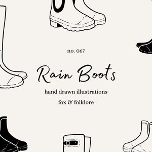 Hand Drawn Rain Boots SVG & PNG - Spring Garden Art - Gardening Theme - Perfect for Seasonal Decor, Rainy Day Designs
