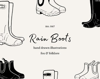 Hand Drawn Rain Boots SVG & PNG - Spring Garden Art - Gardening Theme - Perfect for Seasonal Decor, Rainy Day Designs