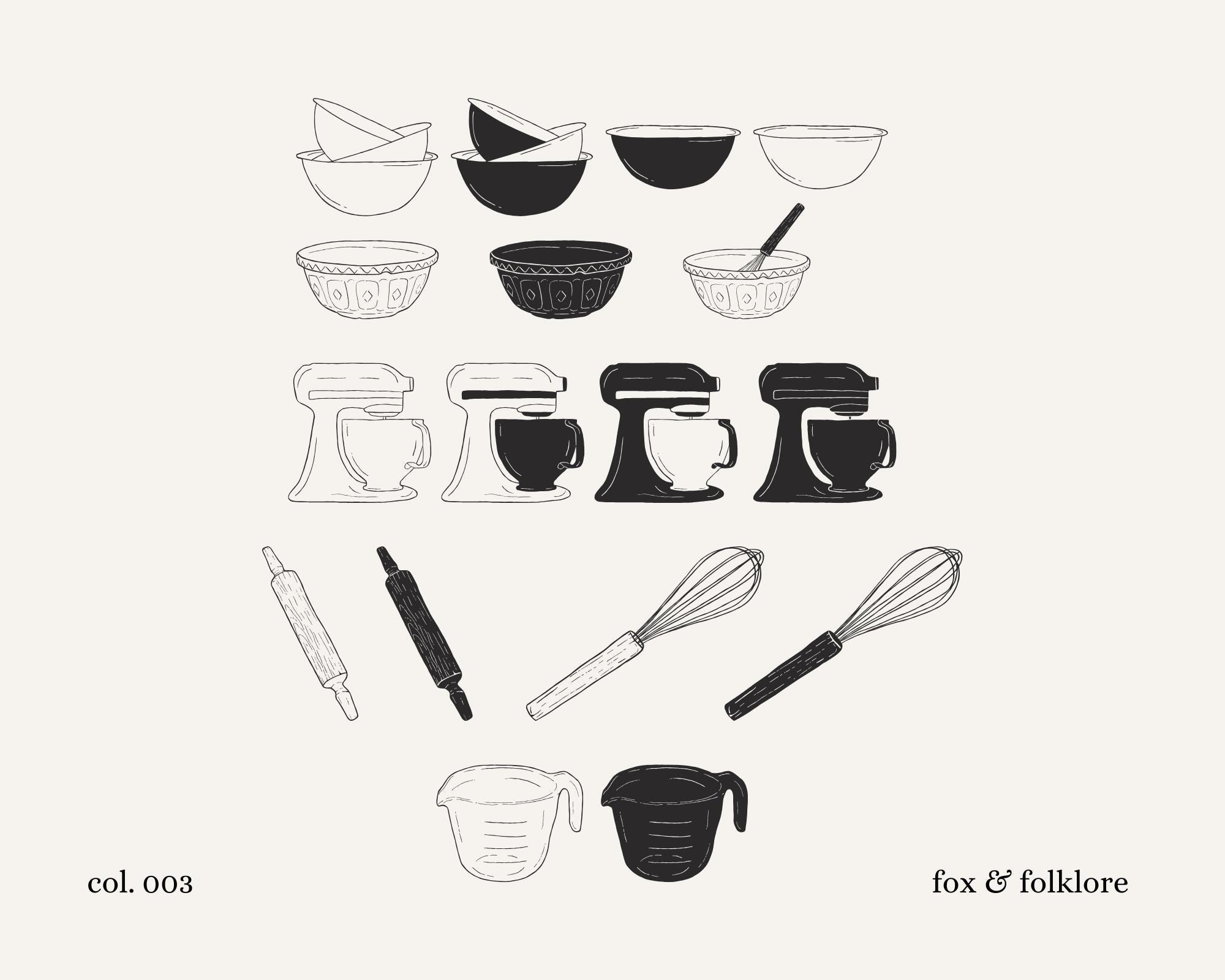 Hand Drawn Baking Tools PNG & SVG Collection | Kitchen Tool Clipart ...