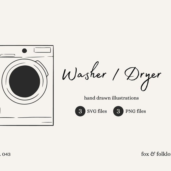 Hand Drawn Washer Dryer SVG & PNG Files | Home, Laundry, Cleaning, Household Clipart
