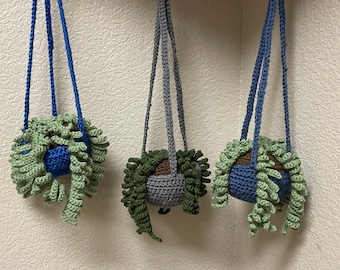 Handmade Crochet Hanging Fern, Artificial Plant