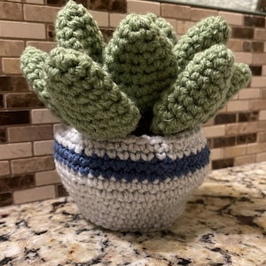 Handmade Crochet Succulent Echeveria Potted Plant