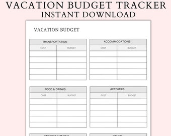 Vacation Budget Tracker, Holiday Budget Planner, Digital and Printable Budget Binder