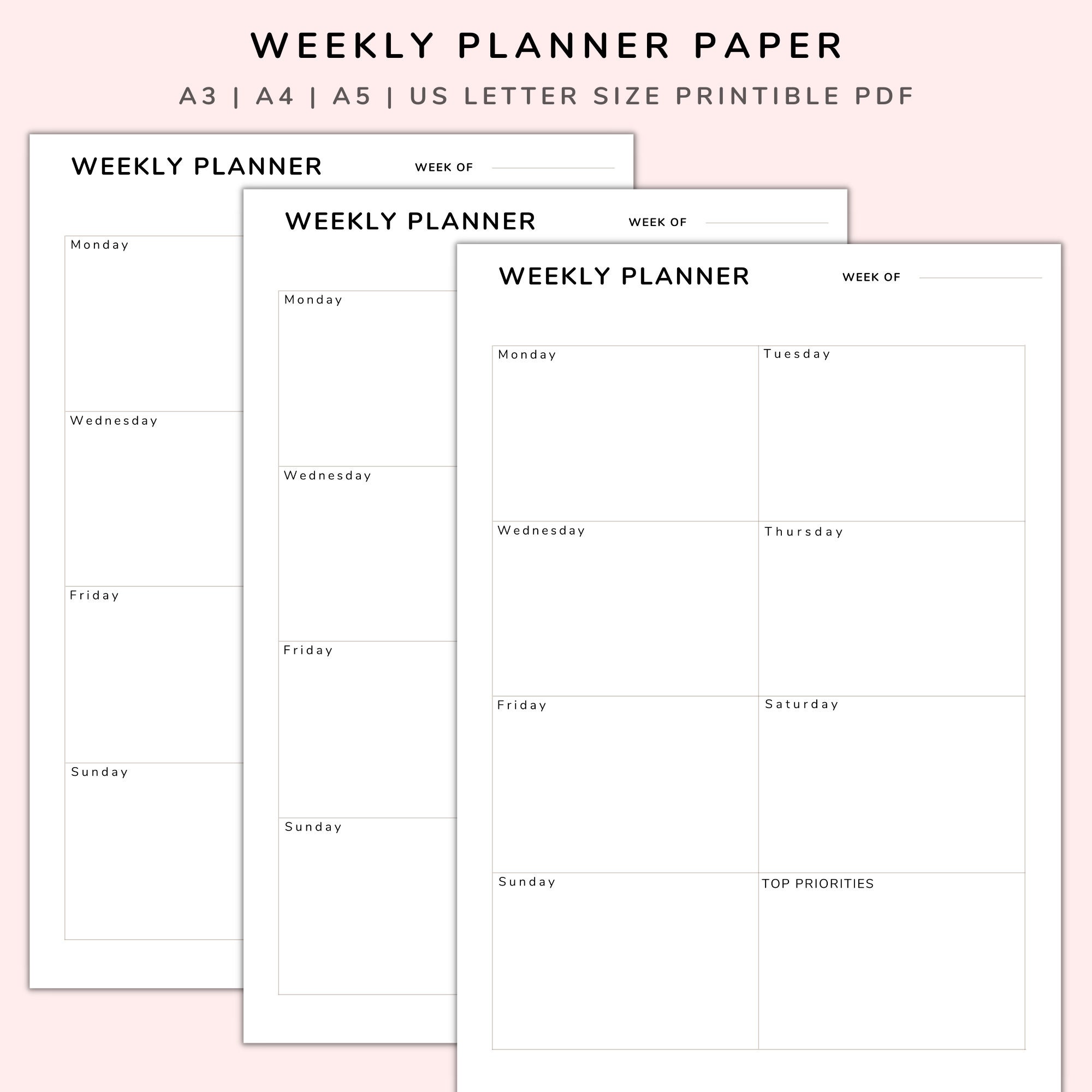 Printable Weekly Planner, Daily Digital Planner, Digital Planner PDF ...
