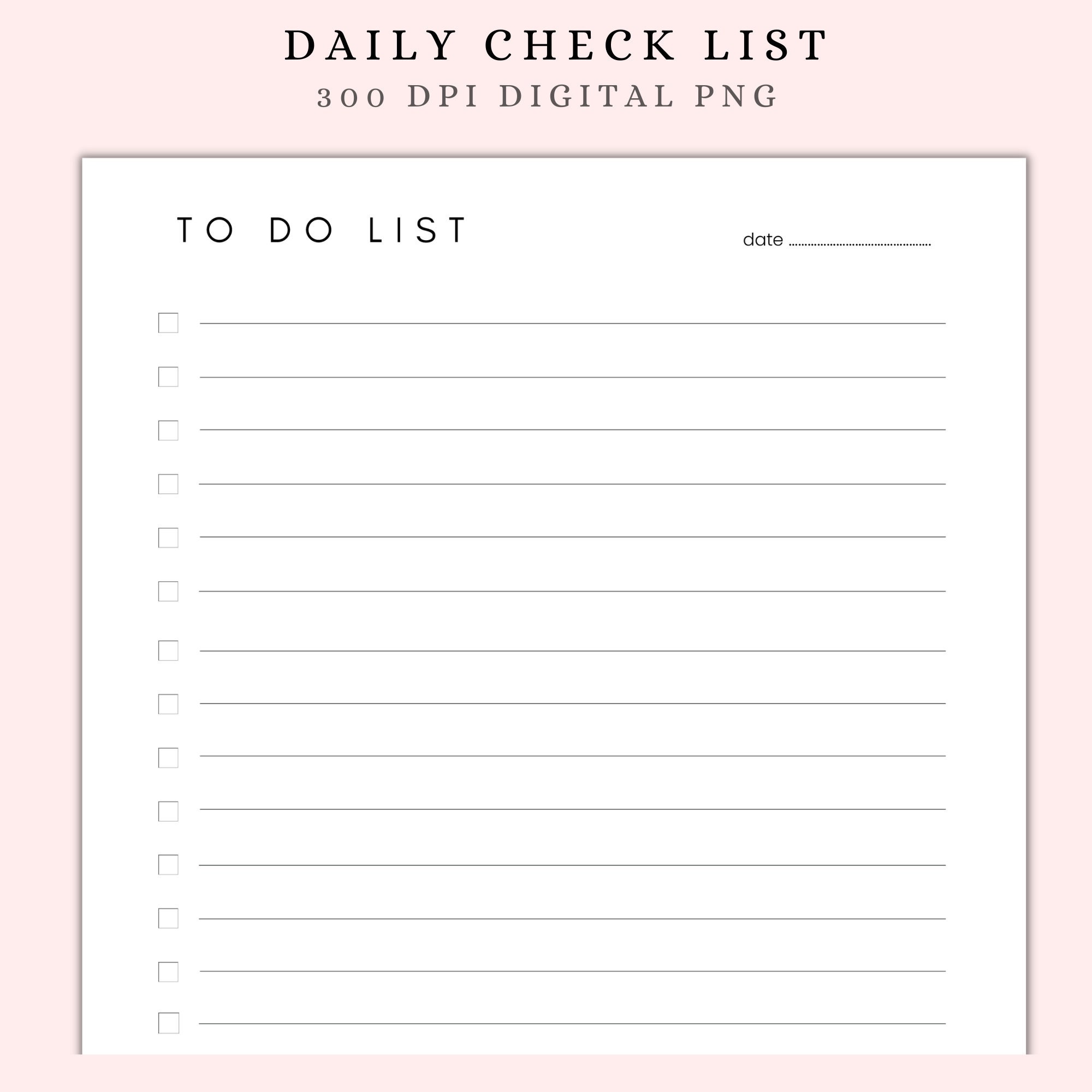 Minimal to Do List Printable Digital Minimalism Checklist Daily Check ...