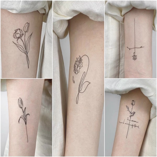 Garden Flower Temporary Tattoo | Watercolour Tattoos | British Wild Flowers | Flower Temporary Tattoo Pack | Rose Designs