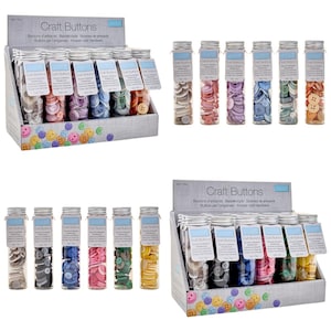 Mixed Buttons With Handy Reusable Storage Tube 50gms Pastel Vintage & Bright Colours Ideal For Crafts, Sewing, Scrapbooking, Home Decor
