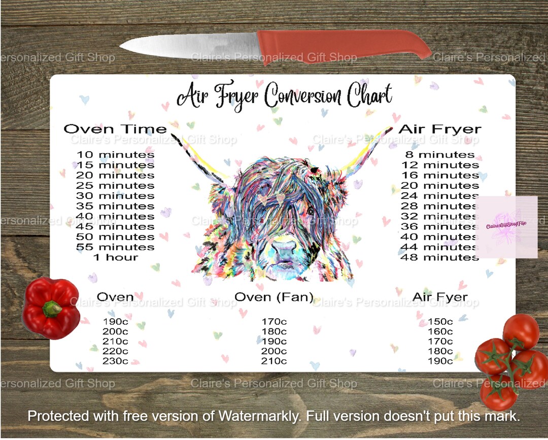 Air Fryer Conversion Glass Chopping Board Highland Coo Glass Etsy UK