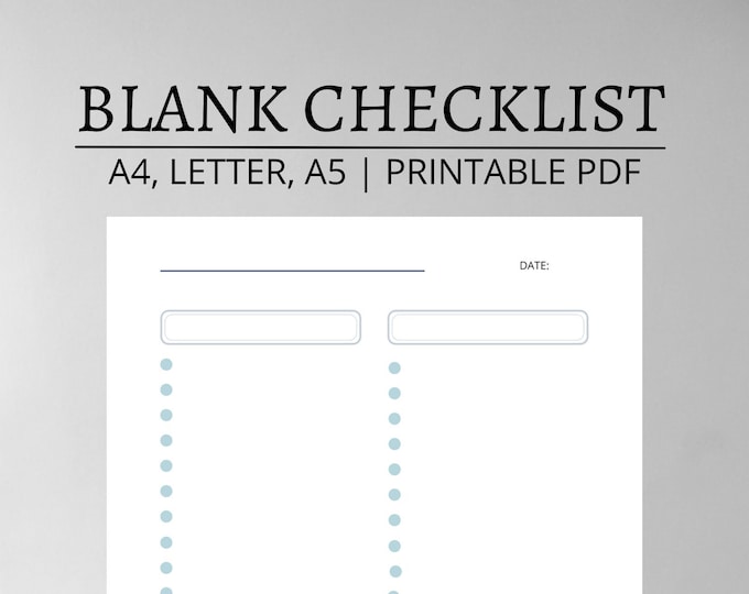 Blank Checklist Printable: Task Organizer (PDF) - Etsy Canada