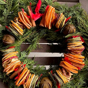 Dried mixed fruit wreath with cinnamon and laurel leaf, Christmas Wreath, Natural Wreath, eco-friendly wreath, fall wreath, fall decoration