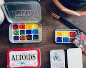 Magnetic Watercolor Palette Tin with Half Pans | Refillable Mini Paint Box for Artists