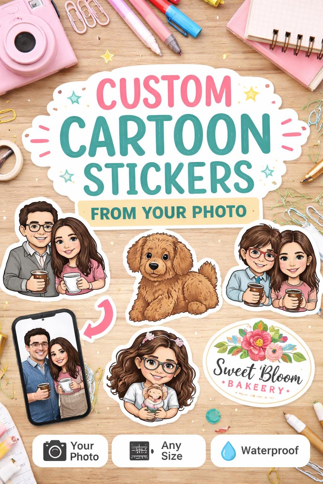 Custom Cartoon Stickers – Personalized Photo to Sticker, Waterproof ...