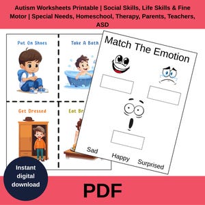 Autism Worksheets Printable | Social Skills, Life Skills & Fine Motor | Special Needs, Homeschool, Therapy, Parents, Teachers, ASD