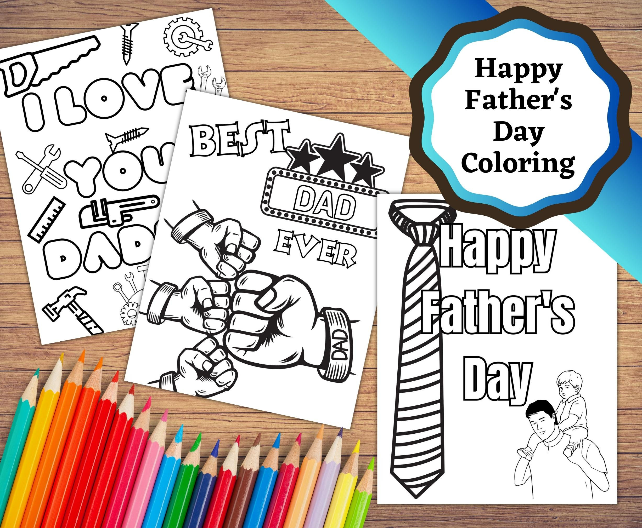 Printable Happy Father's Day Coloring Pages. Worlds Best Dad Coloring ...