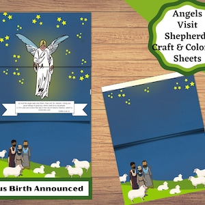 Angels Visit Shepherds Printable Craft, Shepherds told about Jesus. Peace on Earth, Good will to men.