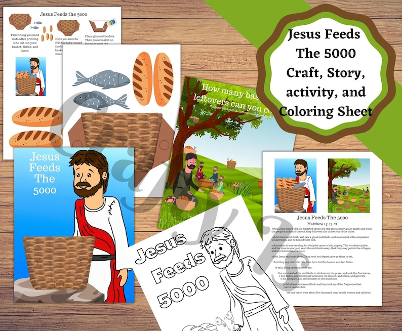 Jesus Feeds the 5000, Printable Bible Craft, Story and Activity Pages