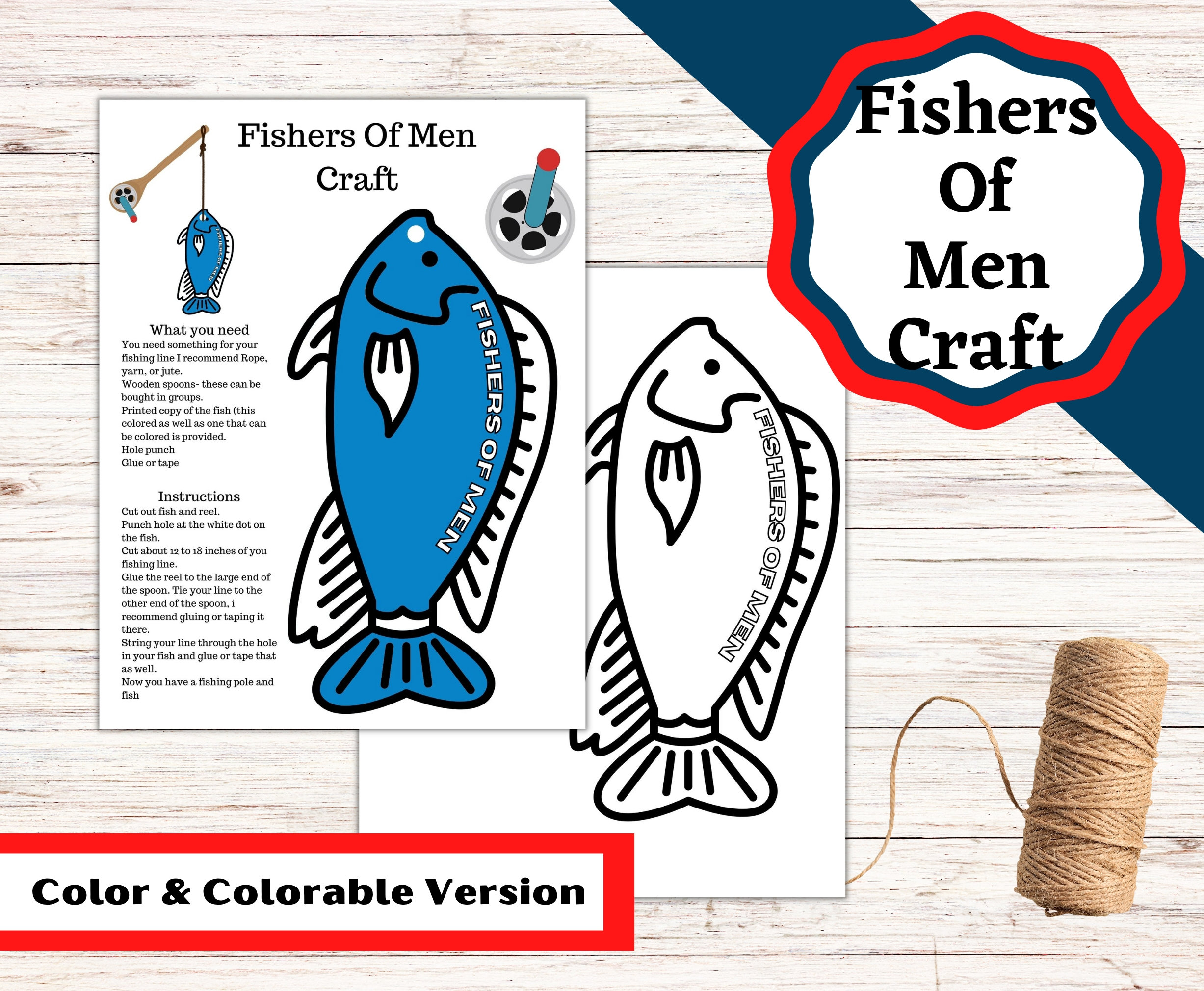 Fishers of Men Printable Bible Craft Easy Craft to Make Fishing