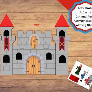 Castle craft, printable cut and paste, create your own castle activity with coloring pages