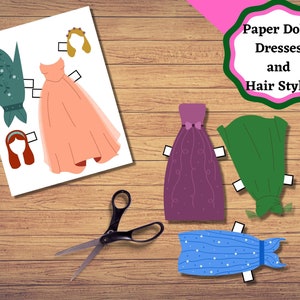 Printable Paper Dolls With Hair and Dresses. - Etsy