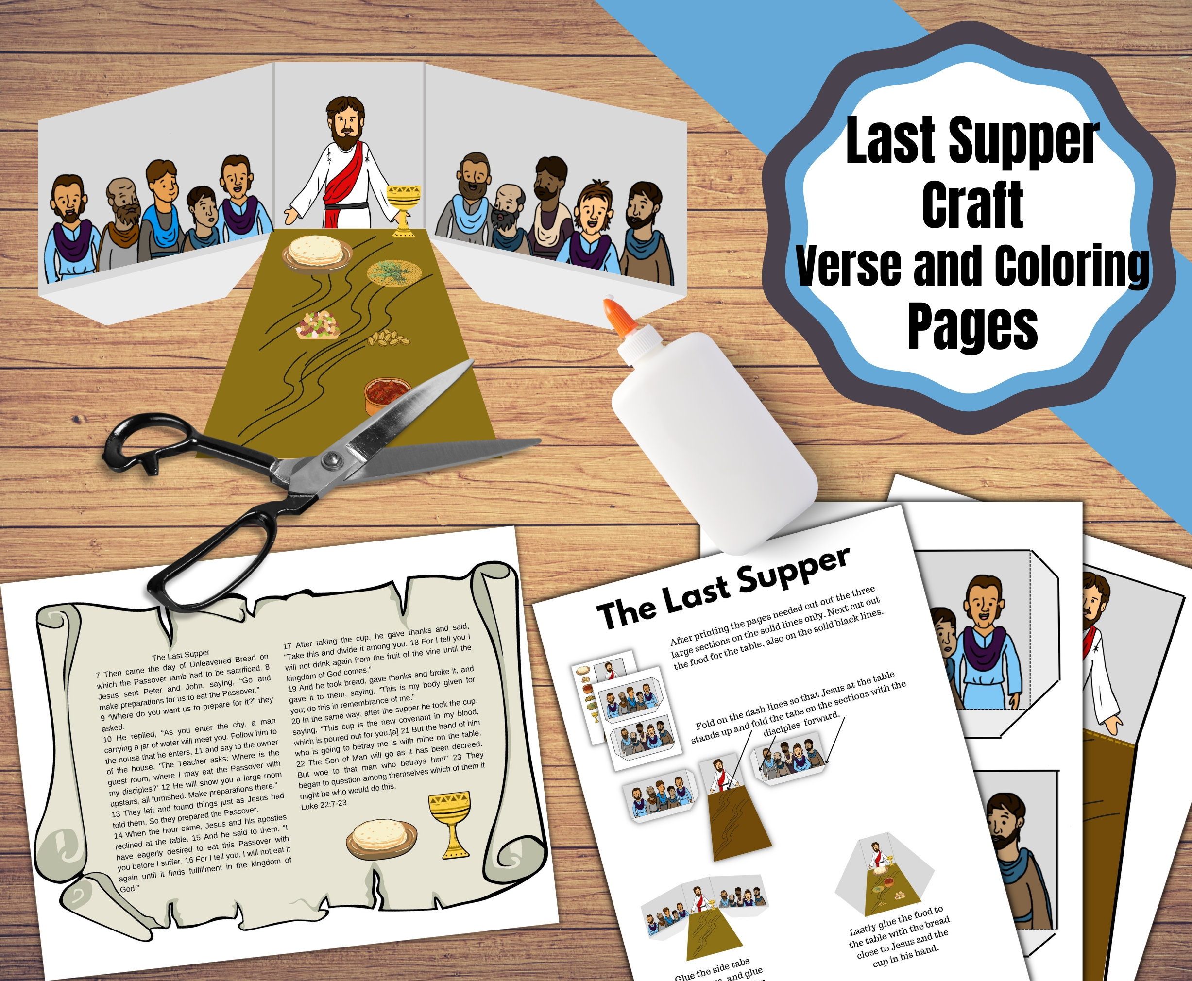 Printable Last Supper Kids Craft With Story Page in (Download Now) Etsy