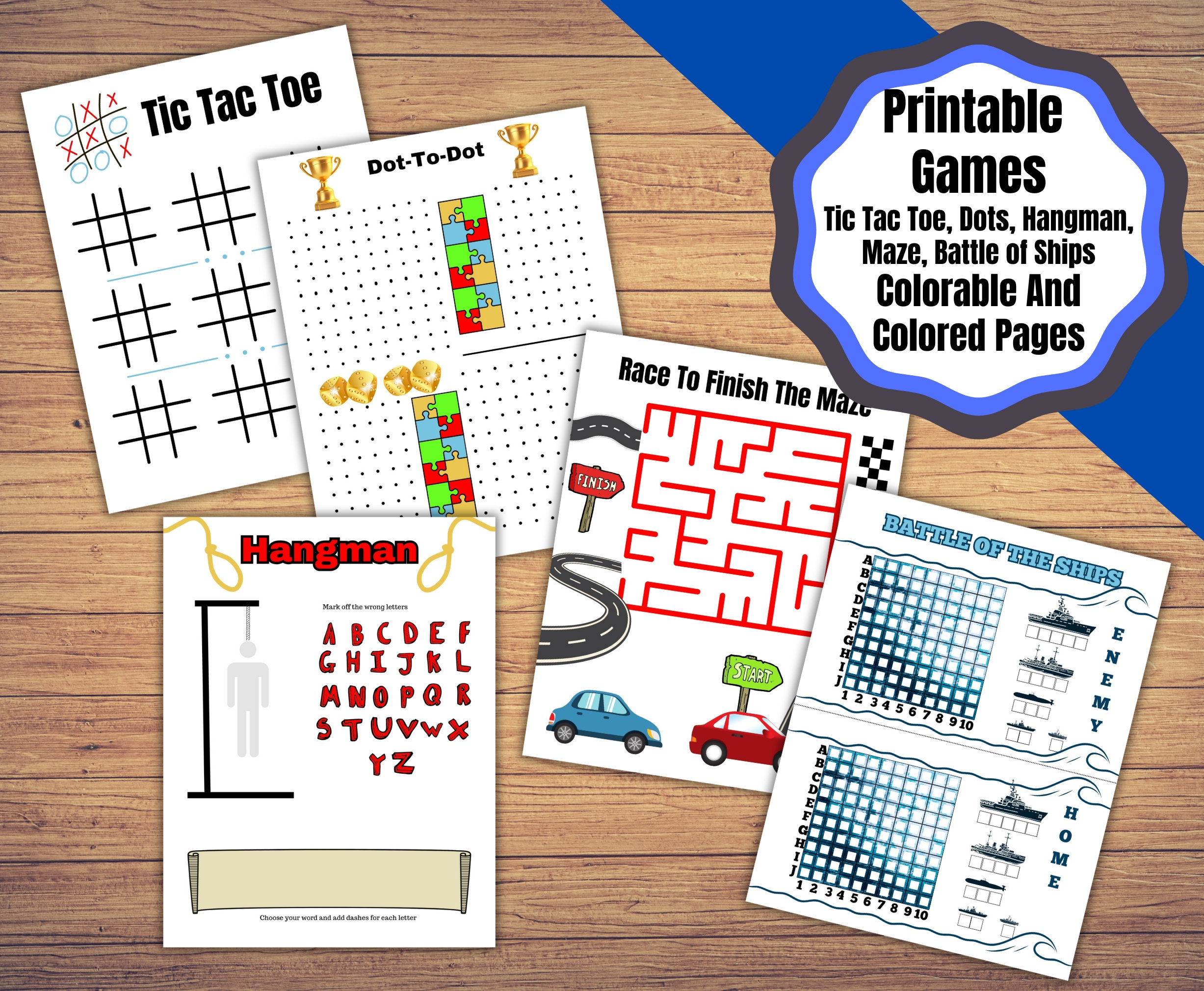 Printable Games for Fun. Battle Ship, Tic Tac Toe, Dots, Maze, and ...