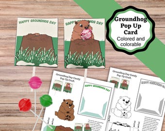 Groundhog Card Pop-Up With Candy Craft. Groundhog's Day Kids Craft