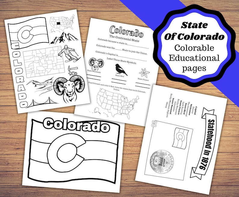 Colorado State Printable Coloring and Worksheets, Learn About Colorado ...