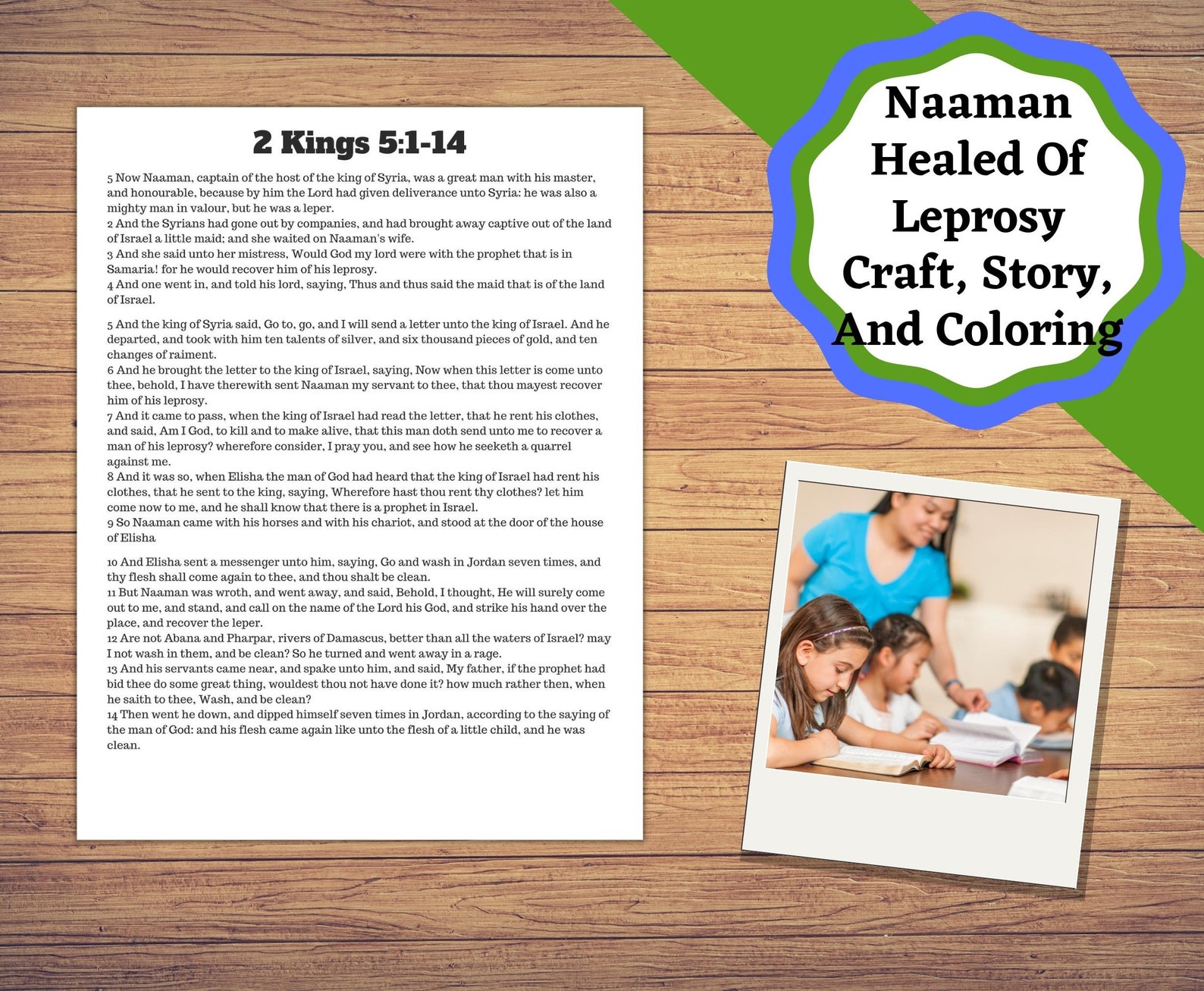 Naaman Healed of Leprosy, Printable Craft, Story, and Coloring Page. Kids Church Bible Lesson - Etsy