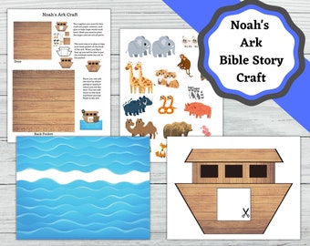 Bricolage imprimable L'arche de Noé, Noé, les animaux et l'arche : un bricolage biblique amusant et facile.
