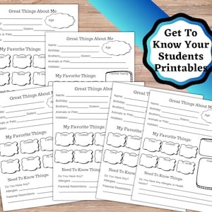 Get To Know Your Students Printable, Questions for students worksheet for church or school six different pages to choose from.
