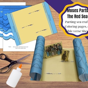 Printable, Moses Parts the Red Sea, Craft, Coloring Pages, and Bible Verse Sheet in KJV. Exodus from Egypt crafts