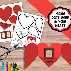 Hiding God&#39;s Word In Your Heart, Heart Bible craft for Psalms 119:11. Bible Scripture craft.