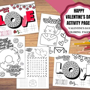 Printable Valentine&#39;s Day activity sheets, Valentines Day maze, word search, games and coloring pages.