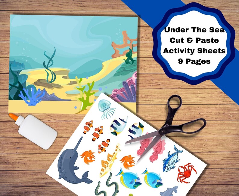Printable Under the Sea Cut and Paste Activity for Kids, Scissor Skills ...