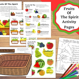 Printable Fruits of the spirit lesson pages. Fruits of the spirit kids bible craft. Cute VBS or Sunday School project.