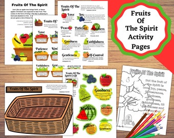 Printable Fruits of the spirit lesson pages. Fruits of the spirit kids bible craft. Cute VBS or Sunday School project.