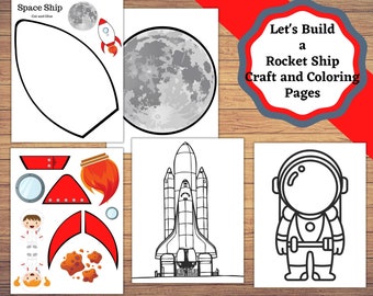 Rocket ship printable craft, and coloring sheet. Fun kids craft for anyone who loves space