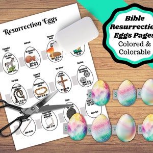 Printable  Resurrection egg pages in colored and colorable versions, Resurrection eggs.