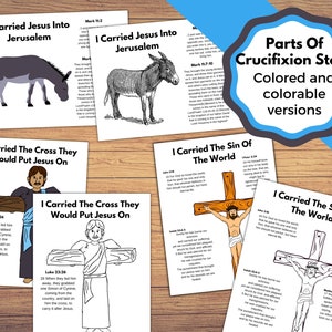 I Carried, Printable Story Pages for parts of the Crucifixion, Colored and Colorable versions.