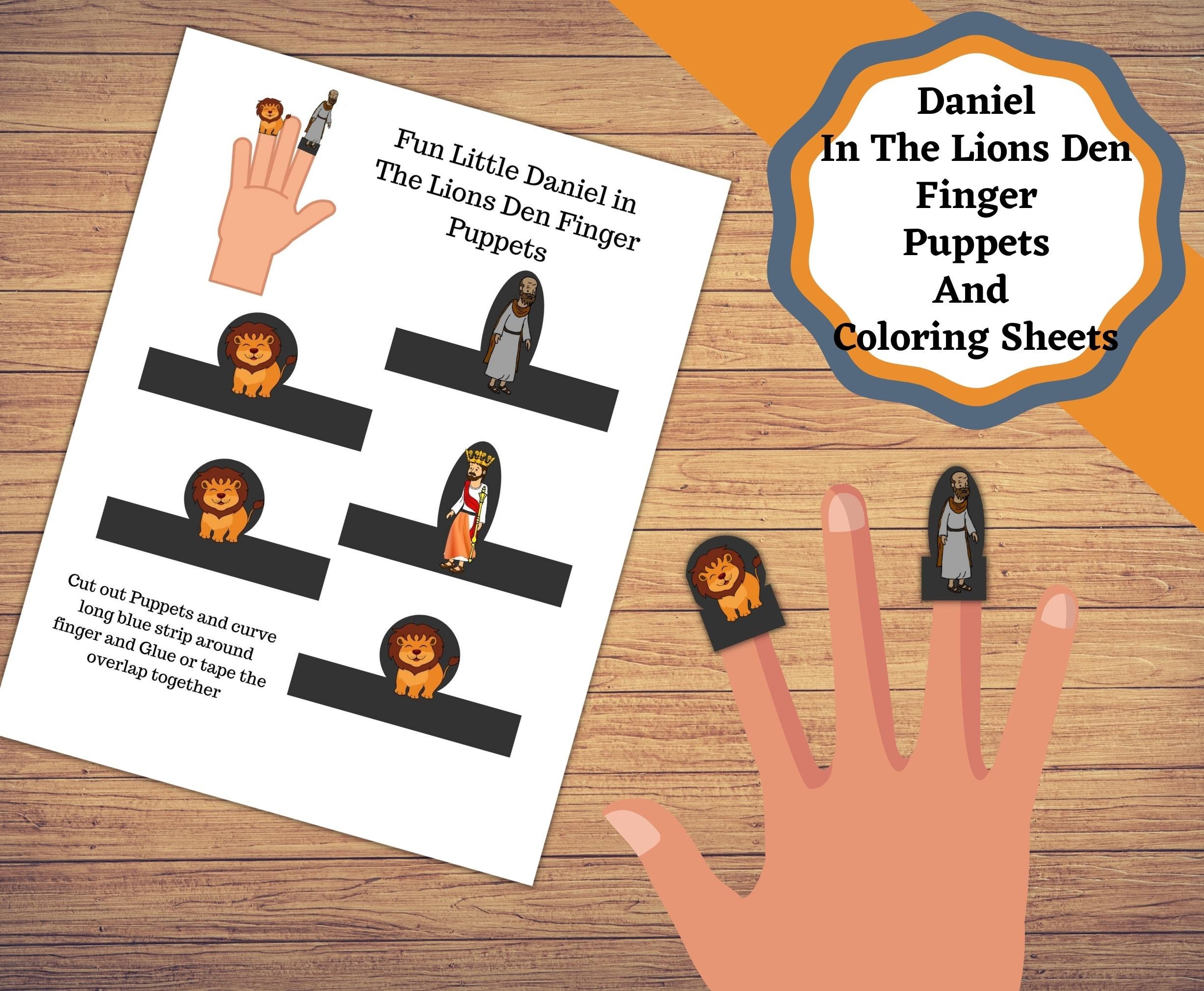 Daniel in the Lions Den Printable Finger Puppets and Coloring Etsy