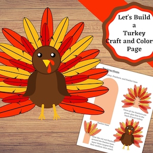 Big Turkey printable craft and coloring page. Thanksgiving craft or decoration. Fall Fun