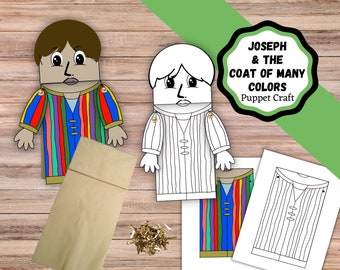 Printable Joseph and the coat of many colors paper bag puppet. Joseph and the coat of many colors bible craft