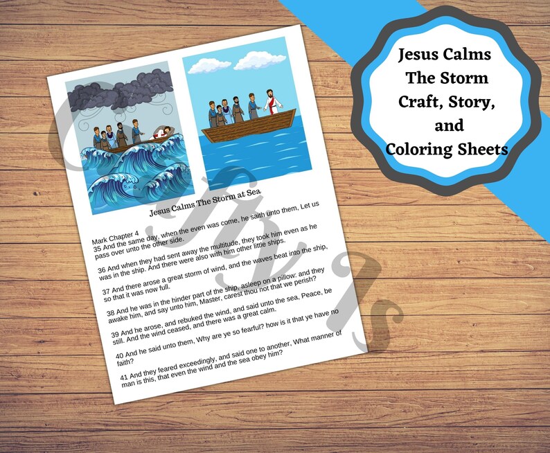 Jesus Calms the Storm, Printable Craft, Story Sheet and Coloring Pages. - Etsy