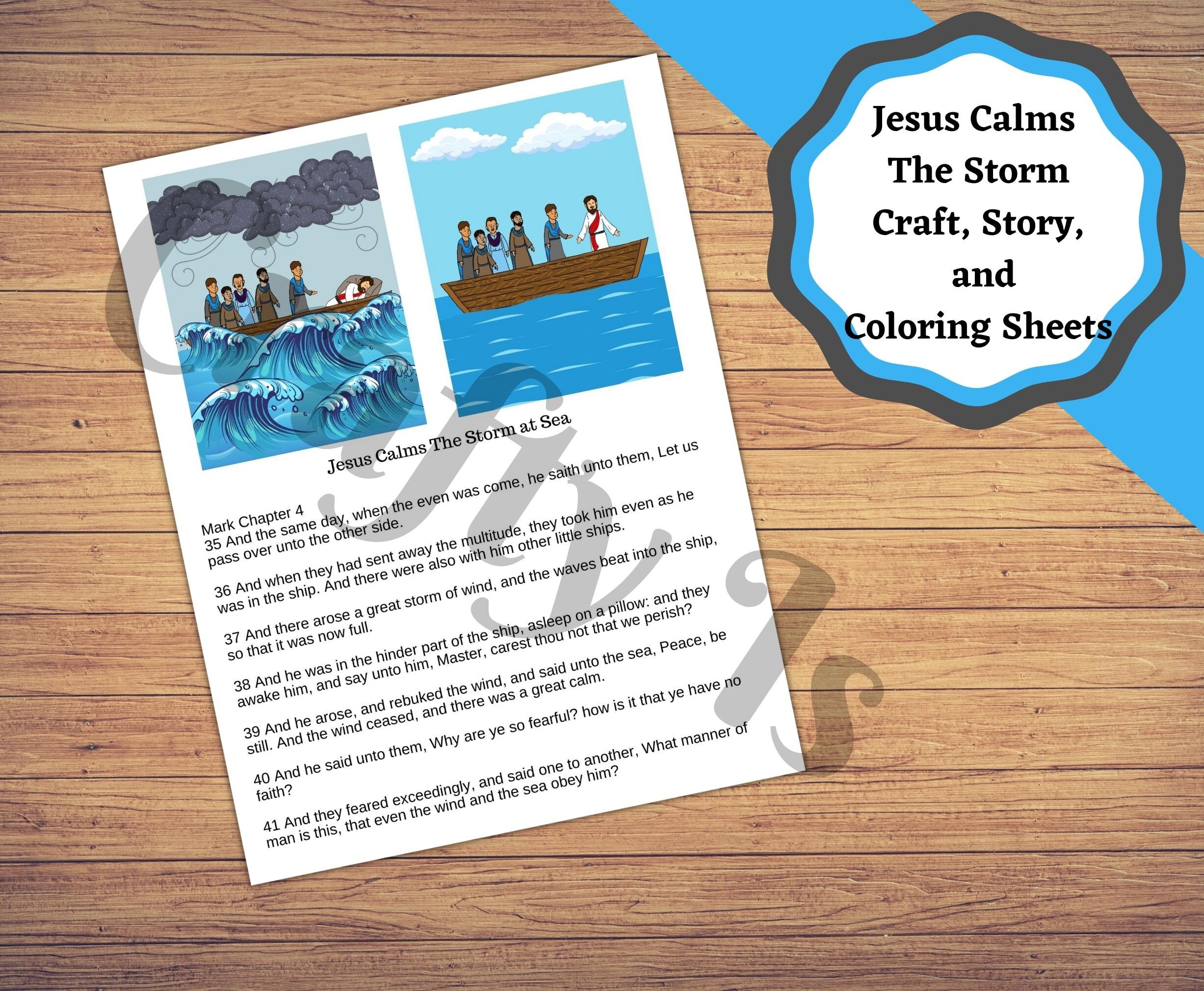 Jesus Calms the Storm, Printable Craft, Story Sheet and Coloring Pages ...