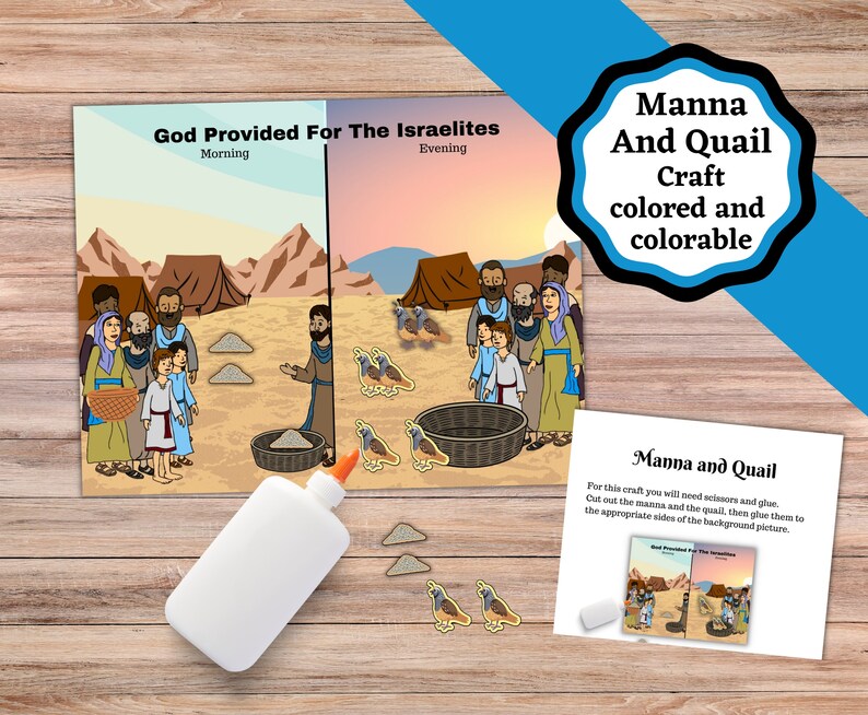 Manna From Heaven and Quail, Craft and Lesson Set. Printable Bible