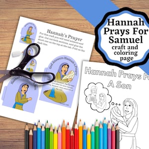 Hannah Prays for Samuel, Hannah prays and makes her vow bible craft for 1 Samuel. Craft plus coloring page. image 3